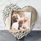 Photo Frame.  Rustic Steel Lace Heart Shape