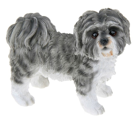 Shih Tzu, Grey and White, standing Dog Ornament