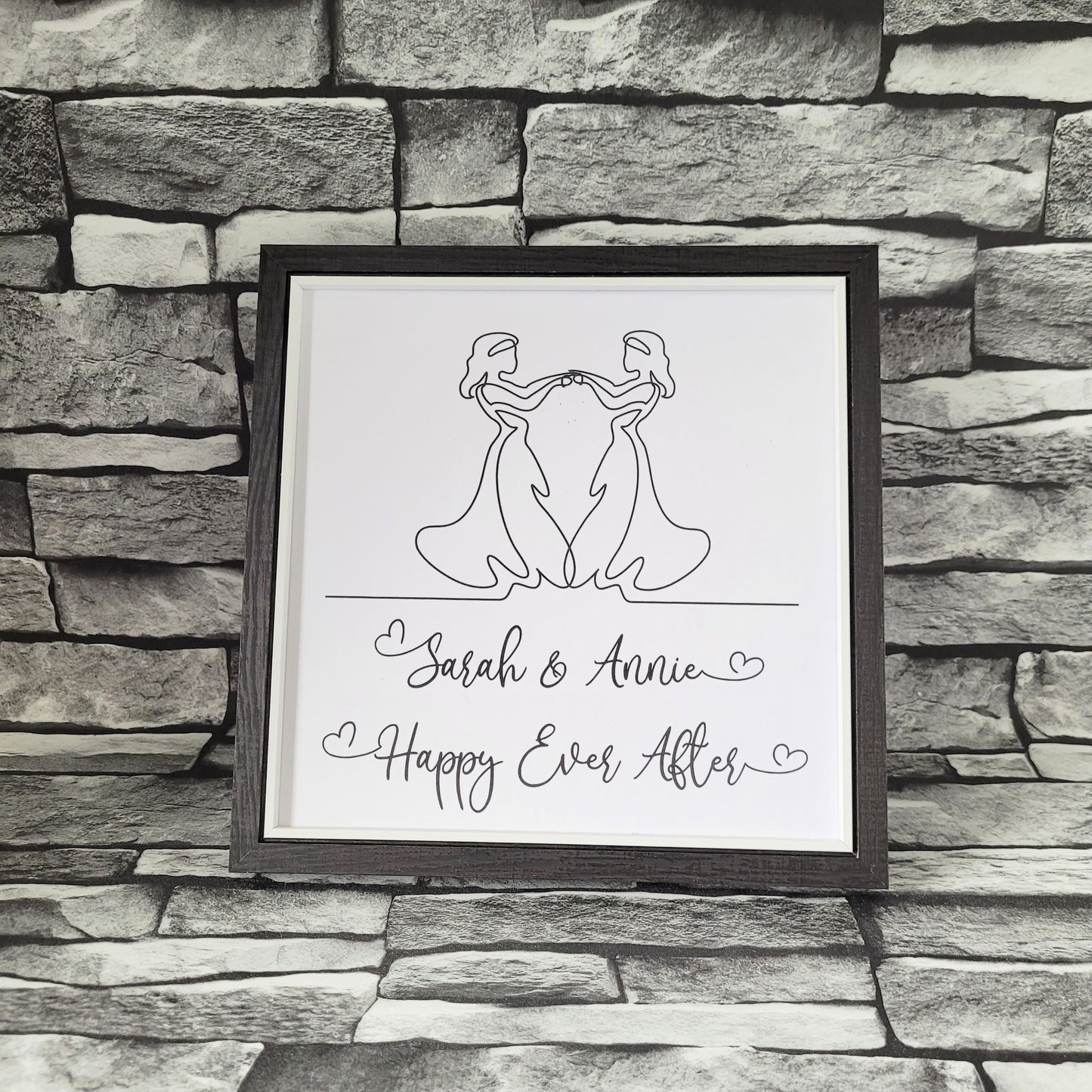 Framed Print.  Cheeky One Liner print.  Happy Ever After - 2 brides