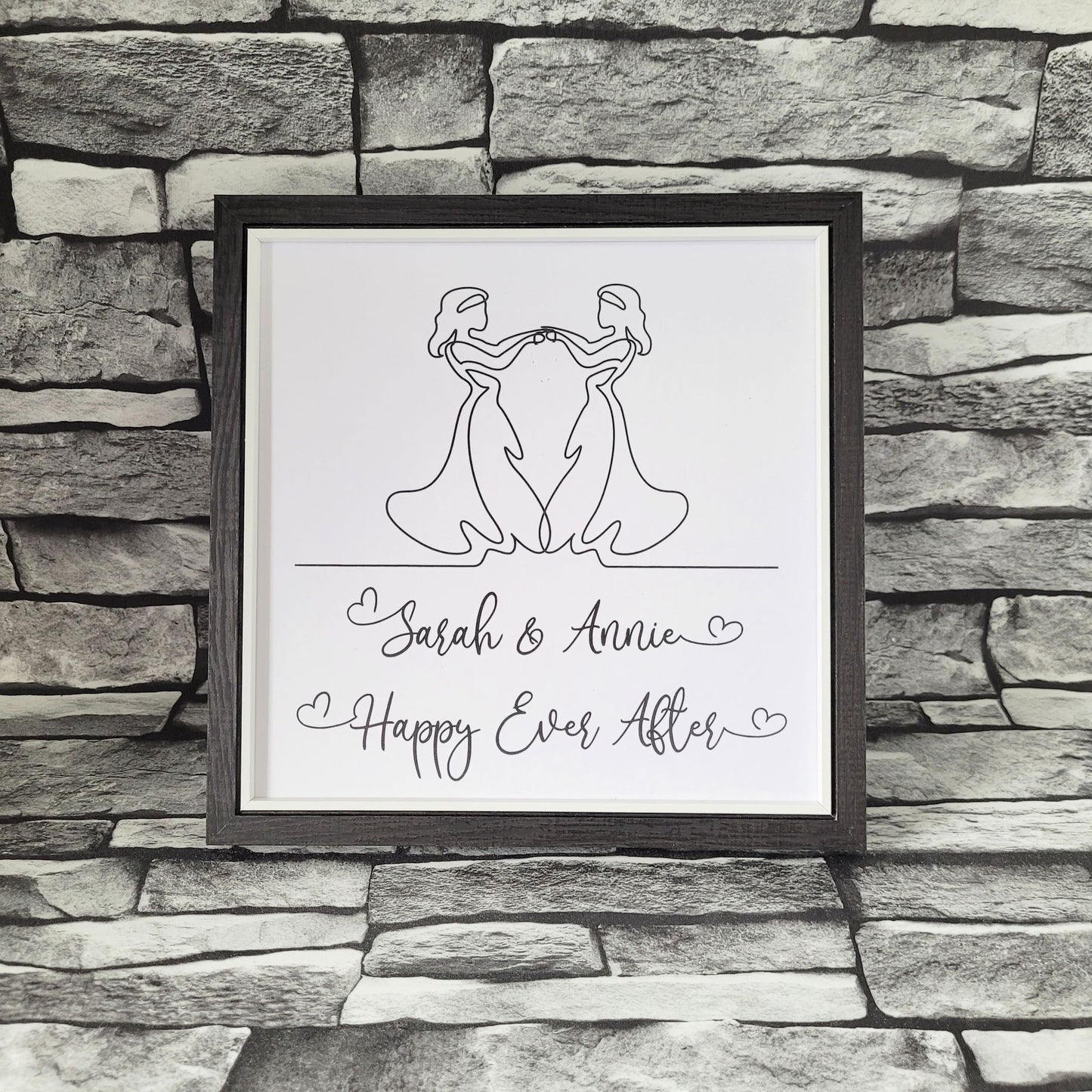 Framed Print.  Cheeky One Liner print.  Happy Ever After - 2 brides