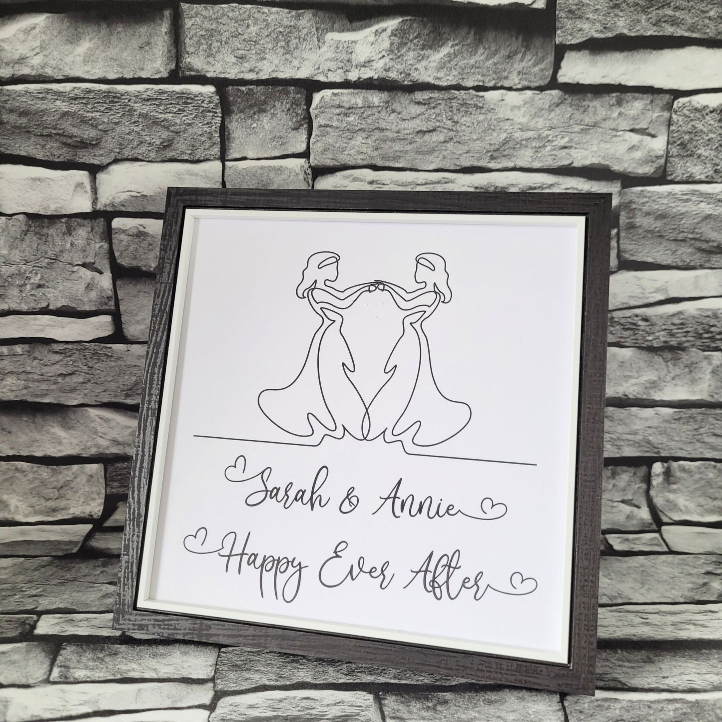 Framed Print.  Cheeky One Liner print.  Happy Ever After - 2 brides